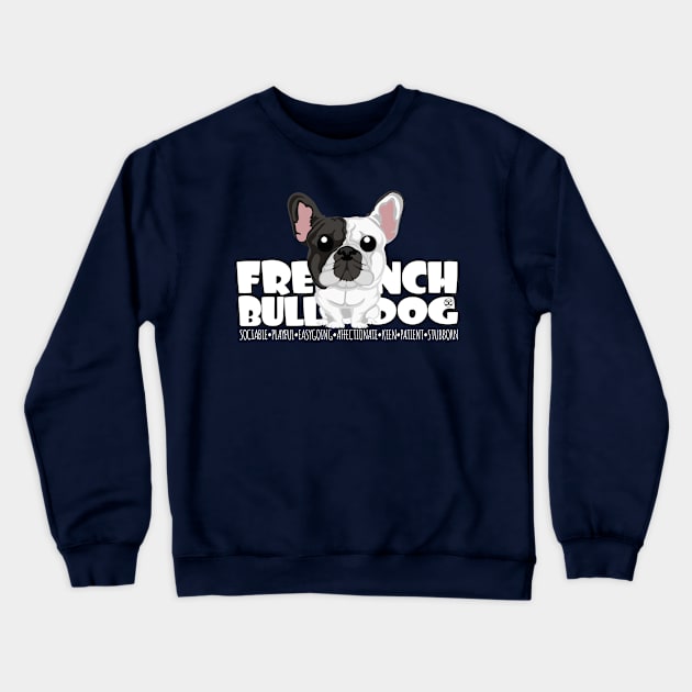 French Bulldog (Brindle Pied)- DGBigHead Crewneck Sweatshirt by DoggyGraphics